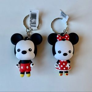 NWT New Disney 3” Backpack Buddies Keychain Figures Lot 2 Mickey Mouse Minnie